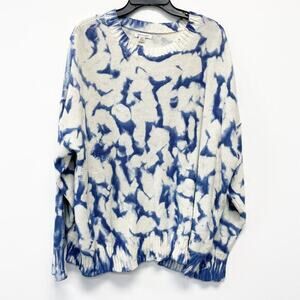 American Eagle Women's Blue White Tie Dye Knitted Long Sleeve Sweater‎ Size M